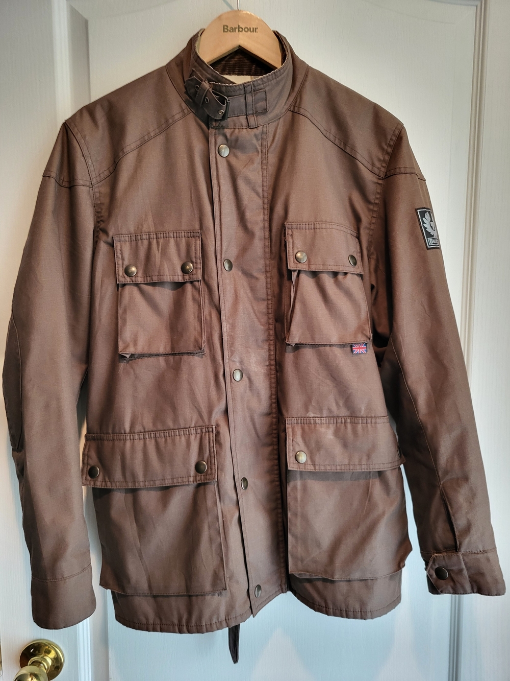 Belstaff Brown Military Field Jacket with Utility Pockets